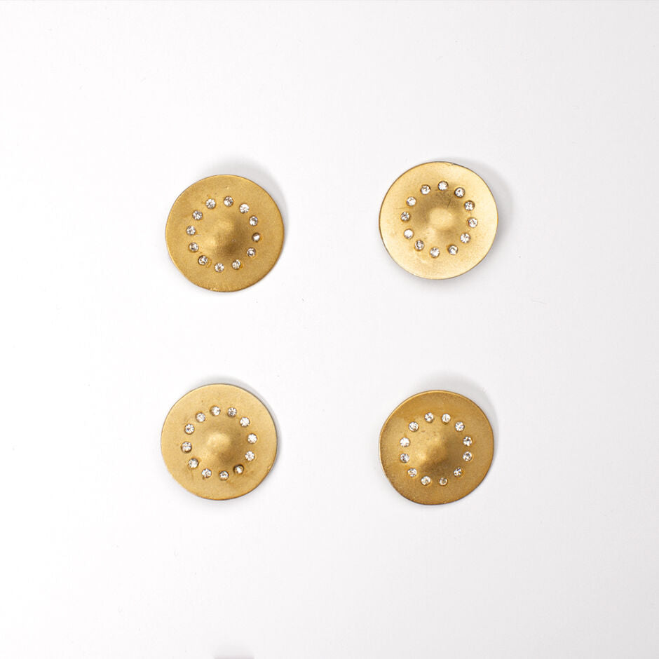 Large Round Gold Diamanté Button