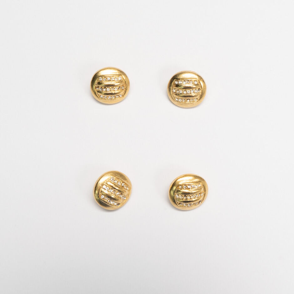 Small Gold Diamanté Round Metal Button