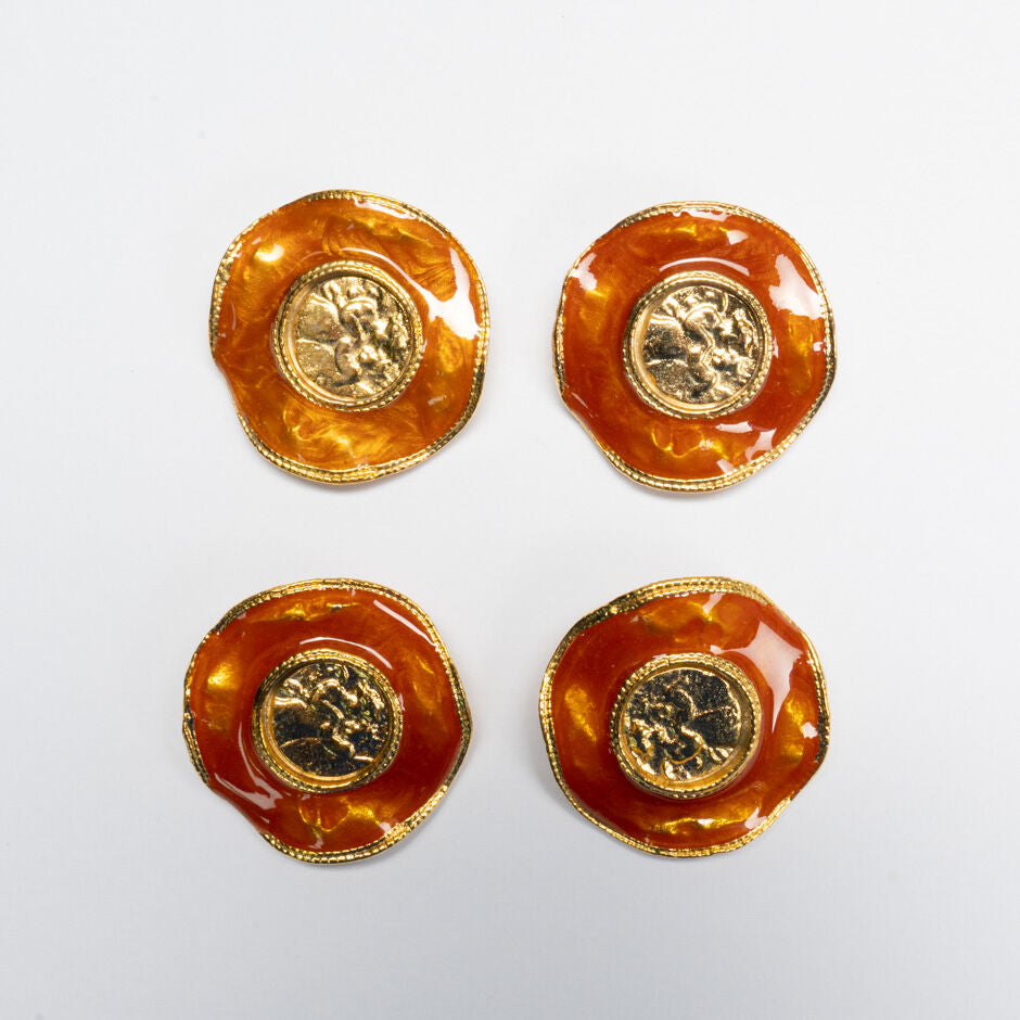 Large Round Bronze & Gold Coloured Button