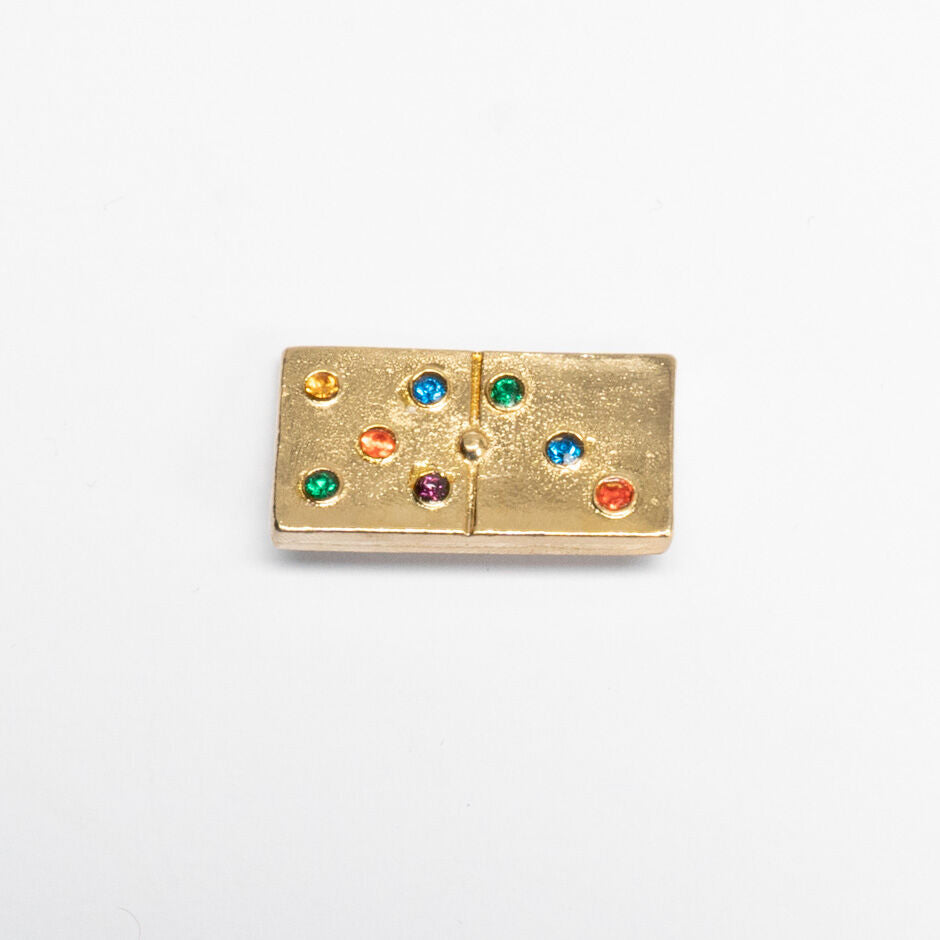 Multi-Coloured Gold Domino Button