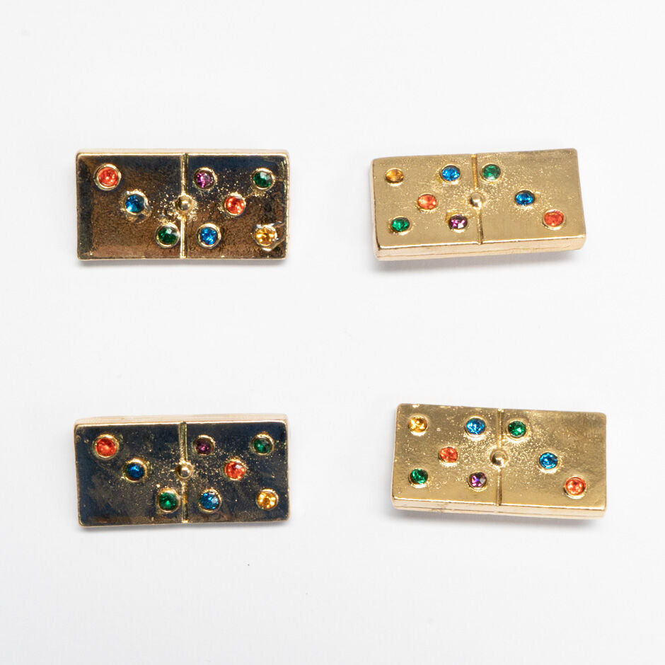 Multi-Coloured Gold Domino Button