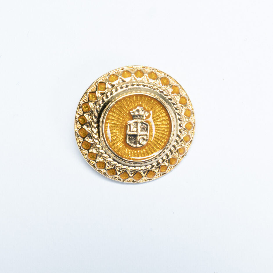 Orange Centred Round Gold Toned Button