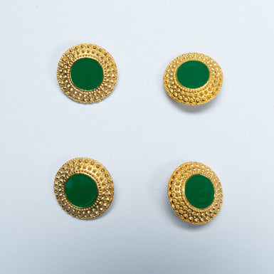 Green Center Round Gold Button