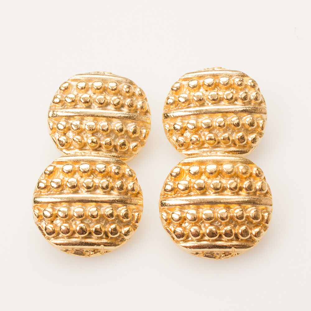 Gold Metal 'Bobbled/Stripe' Button