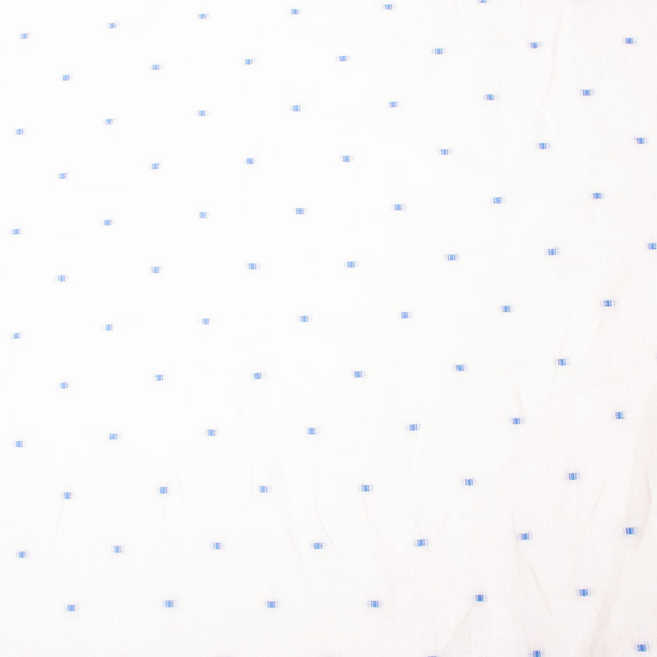 Blue Spotted White Superfine Pure Linen Shirting