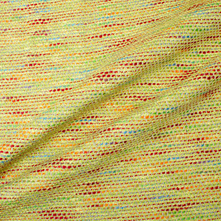 Multi-Coloured Fluorescent Green Linen Blend Bouclé