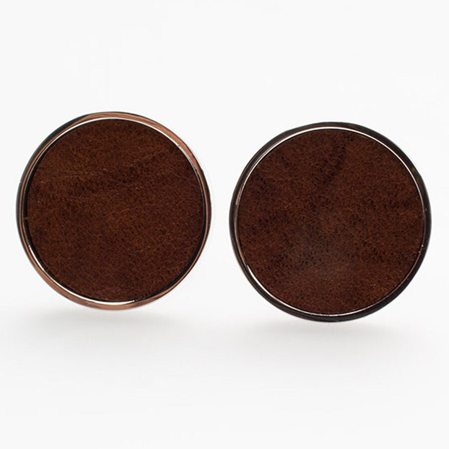 Brown Leather Cufflinks