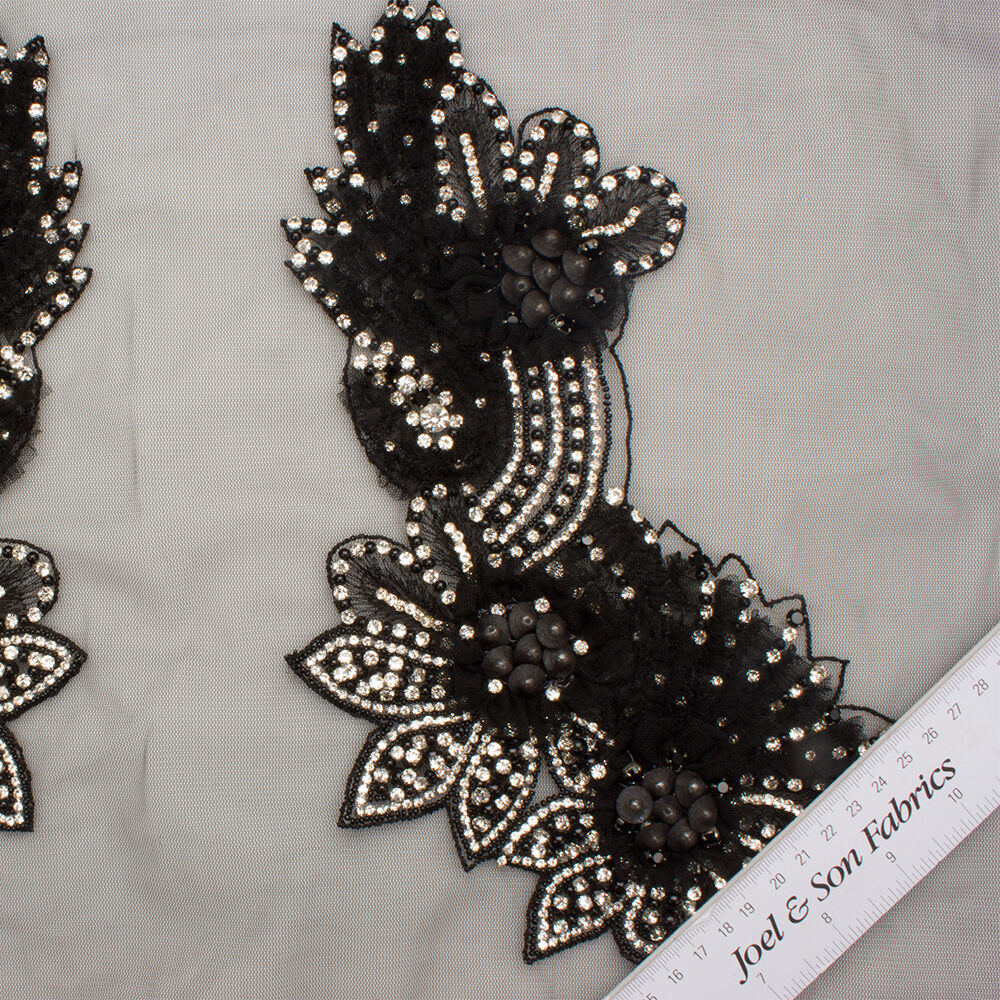 Black/Silver Diamanté Appliqué