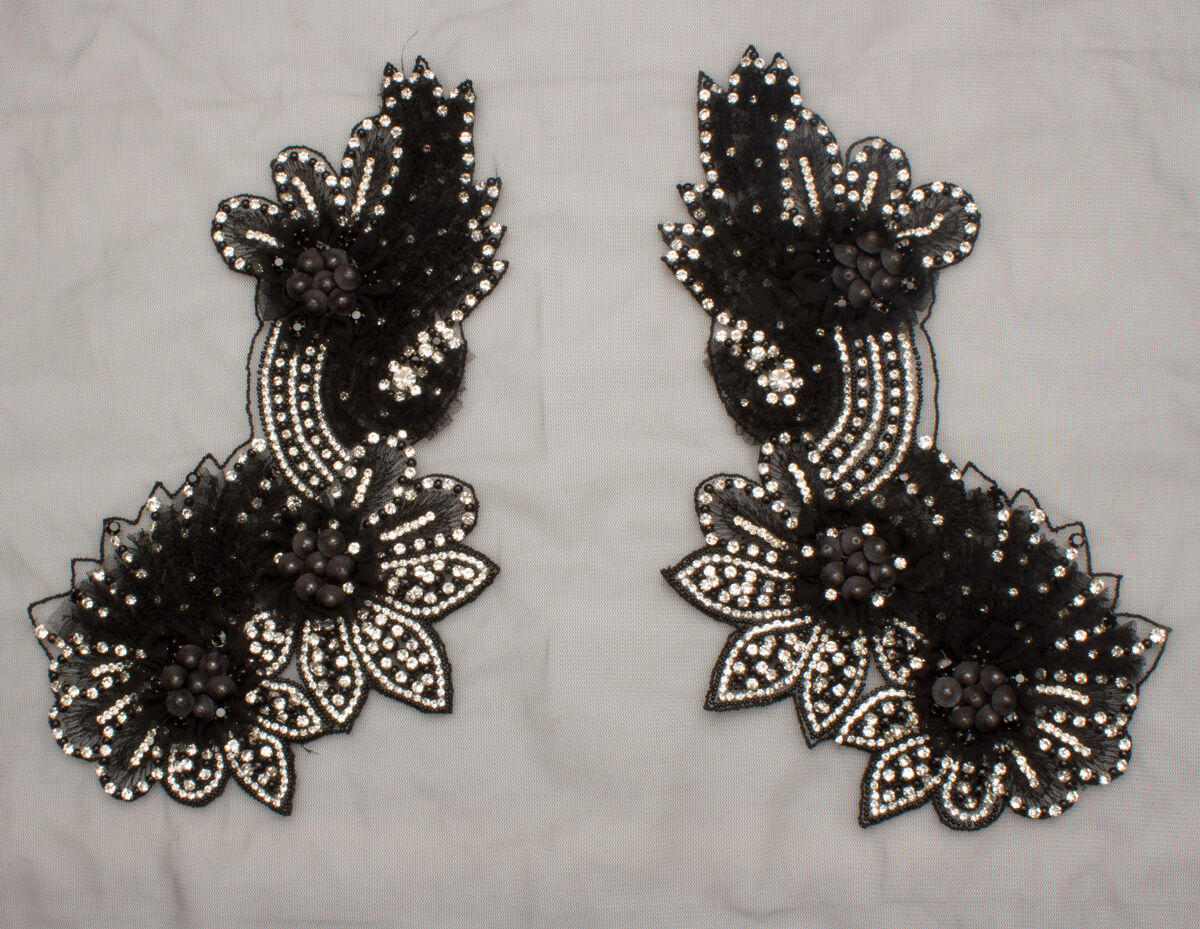 Black/Silver Diamanté Appliqué