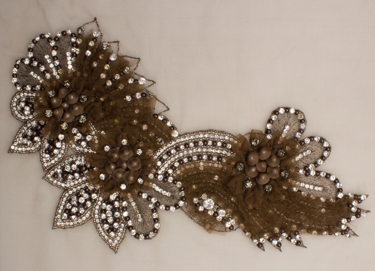 Brown Diamanté Appliqué