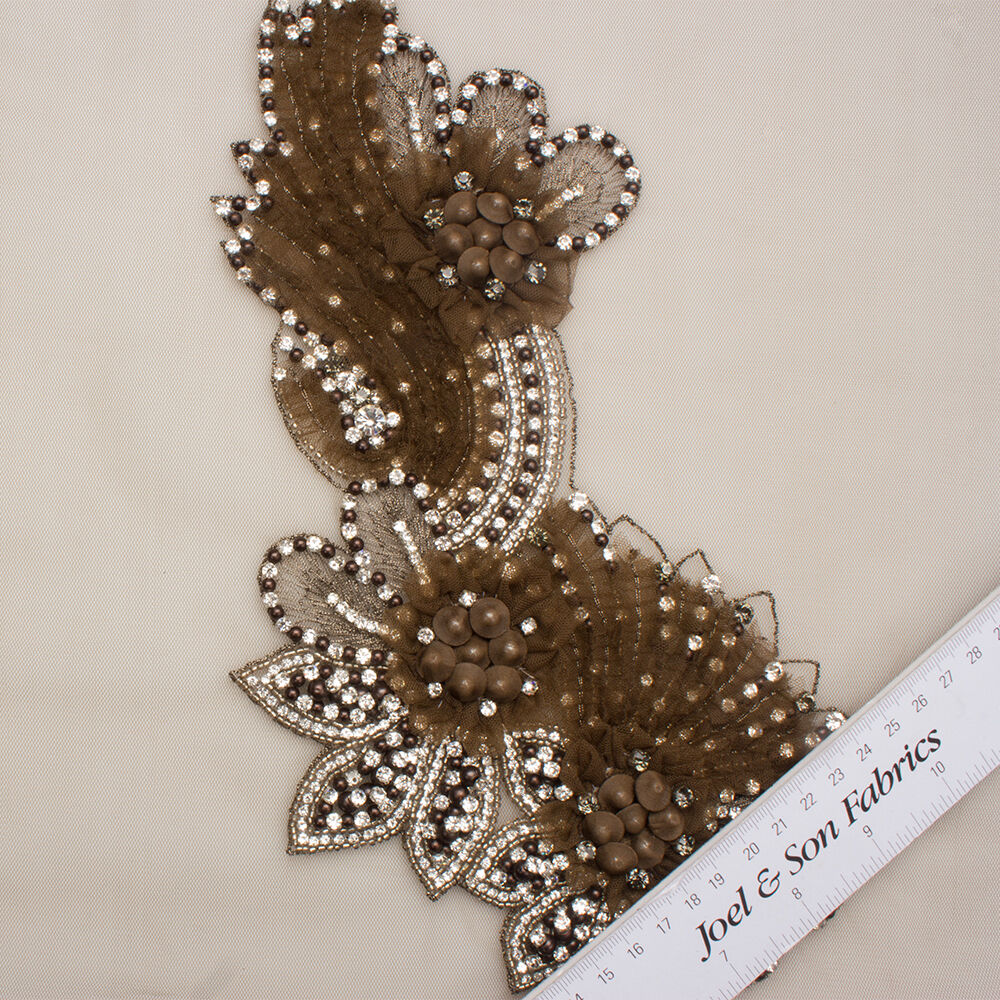 Brown Diamanté Appliqué