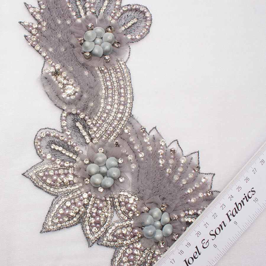 Grey/Silver Diamanté Appliqué