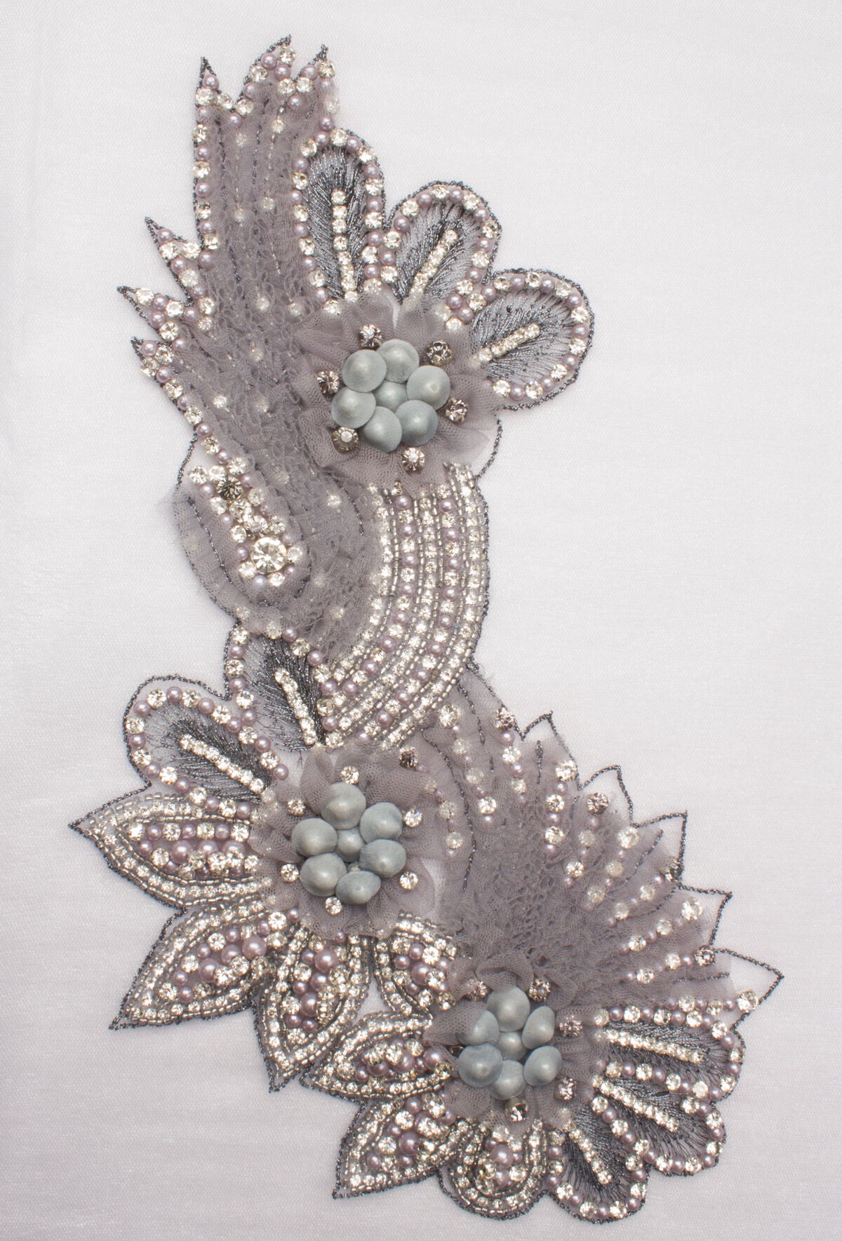 Grey/Silver Diamanté Appliqué