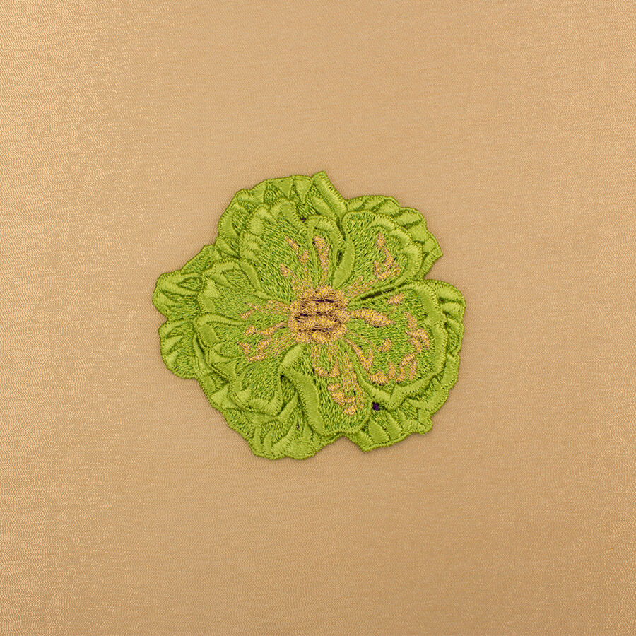 Green/Gold Metallic Flower Motif