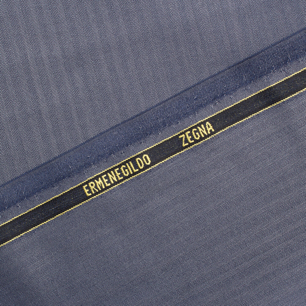 Blue Herringbone Superfine Wool Suiting (A 2.50m Piece)