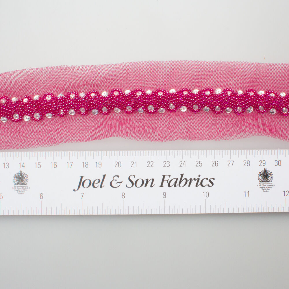 Fuchsia Pink Beaded Trim