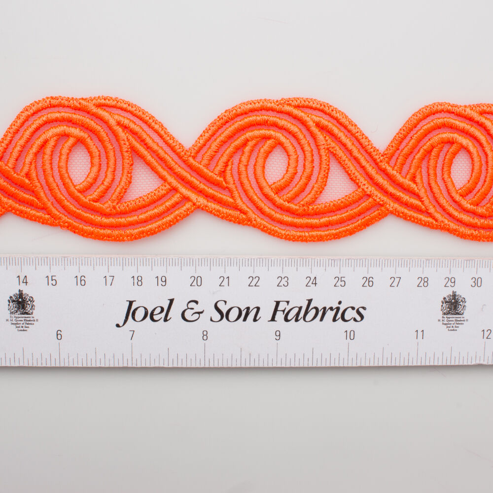 Neon Orange Embroidered Trim