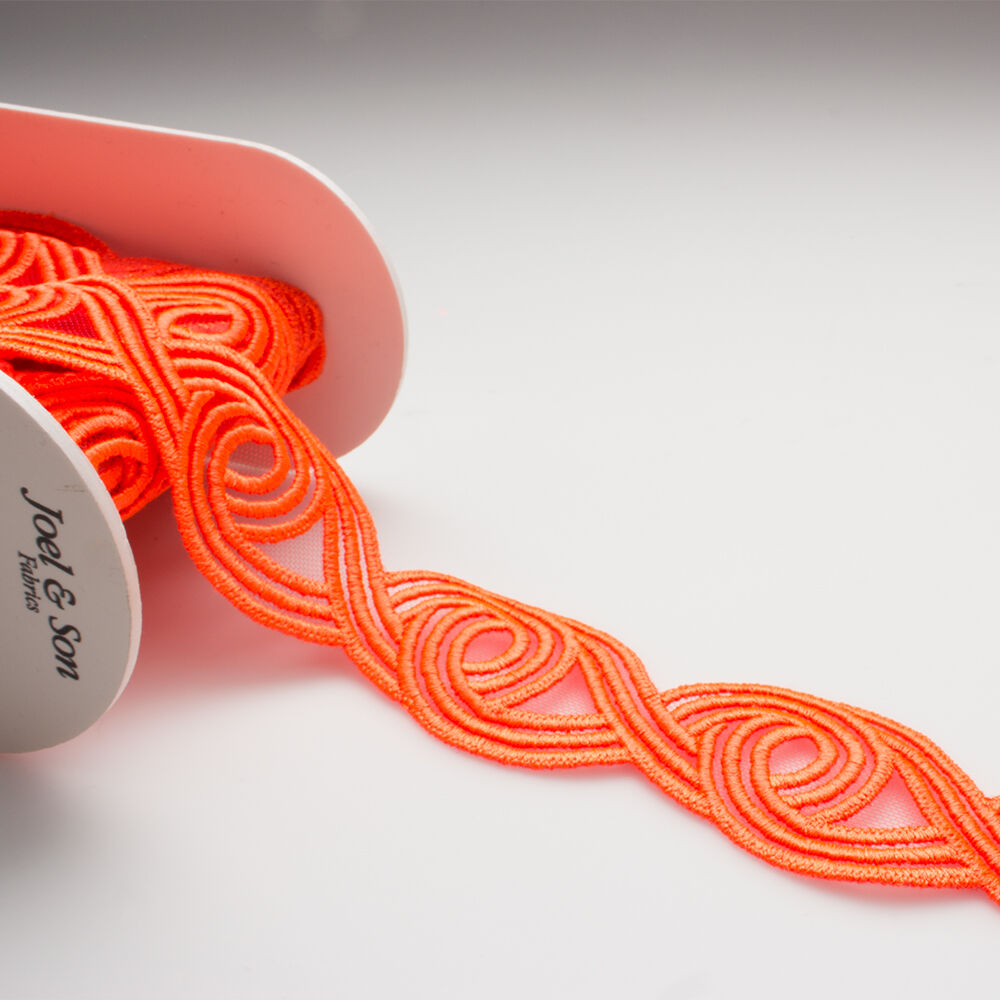 Neon Orange Embroidered Trim