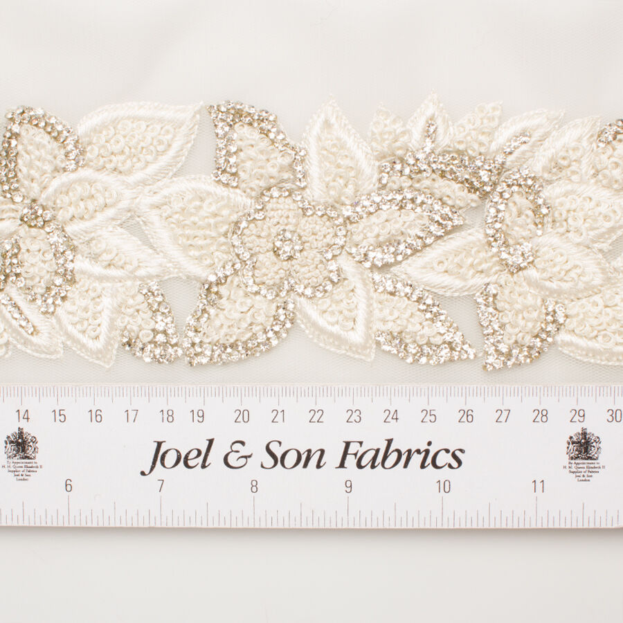 Ivory Embroidered Diamanté Trim