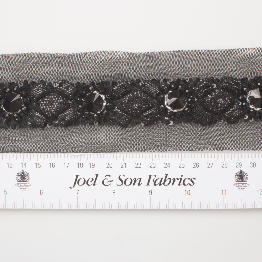 Black Handmade Beaded Trim