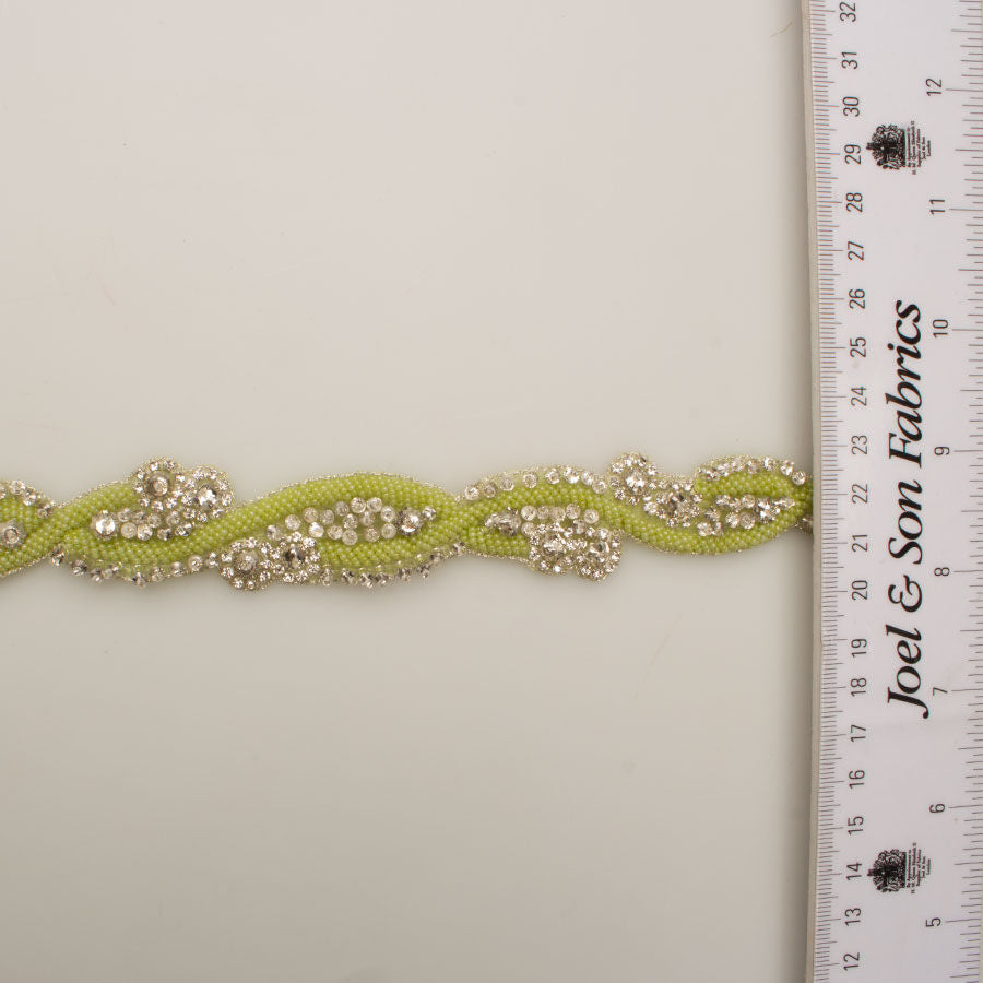 Lime Green Diamanté & Beaded Trim