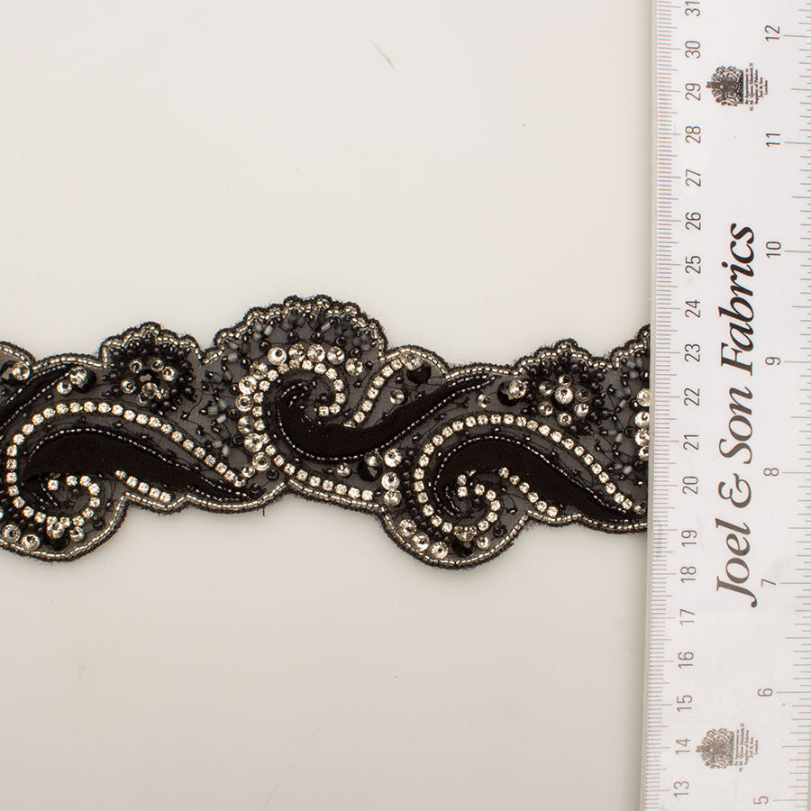 Black Diamanté & Beaded Trim