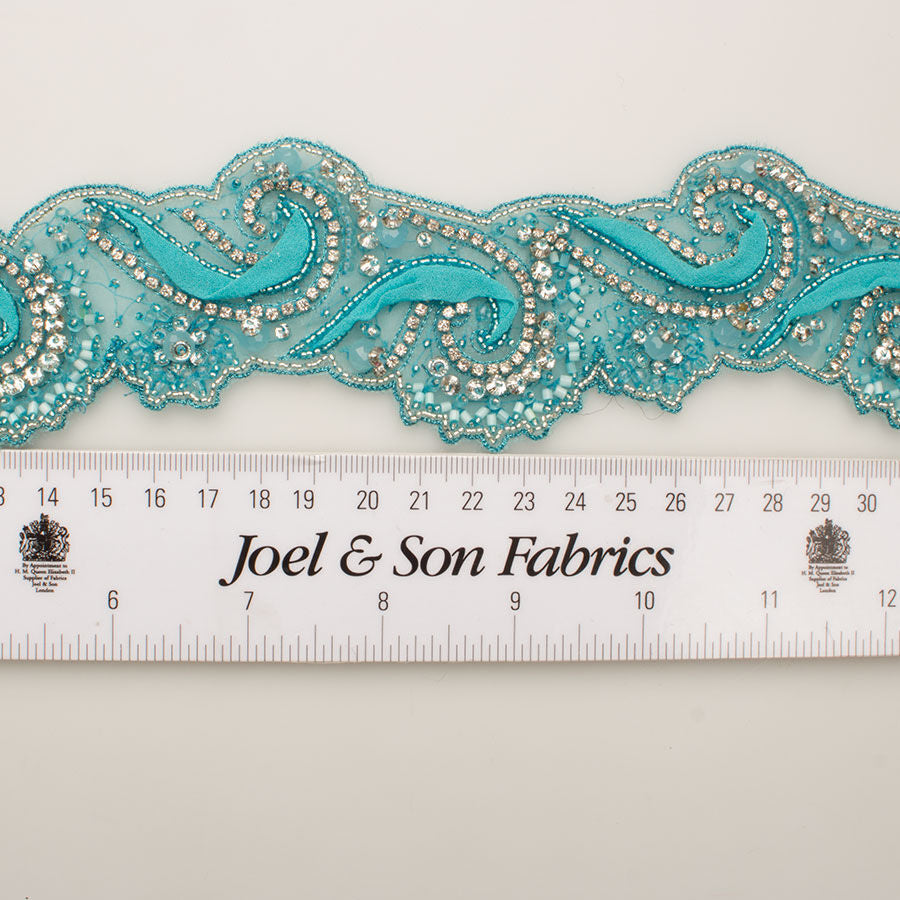 Turquoise Diamanté & Beaded Trim