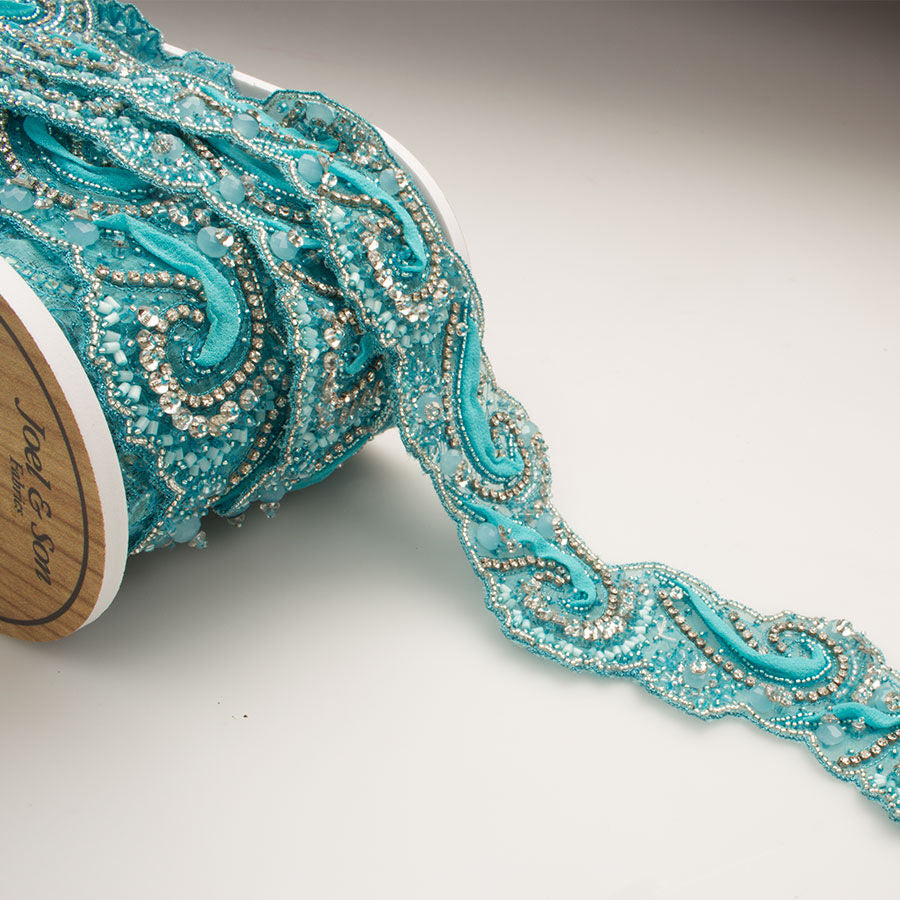 Turquoise Diamanté & Beaded Trim