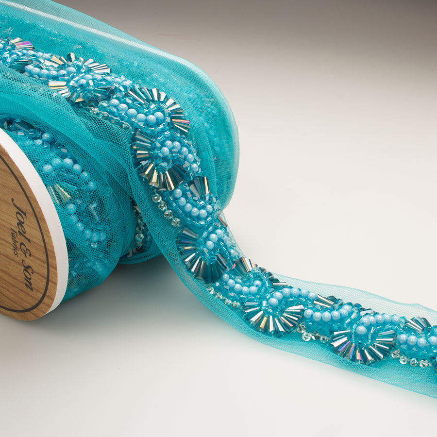 Turquoise 'Fan' Beaded Trim