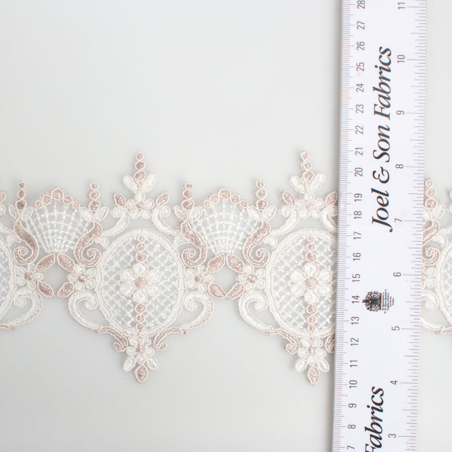 Ivory & Pink Metallic Lace Trim