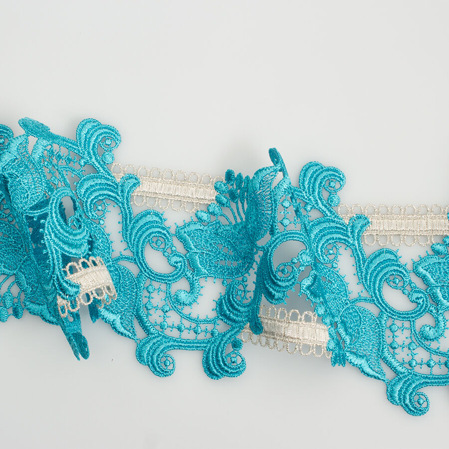 Turquoise Metallic Guipure Trim