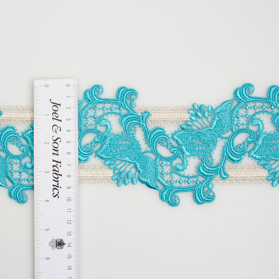 Turquoise Metallic Guipure Trim