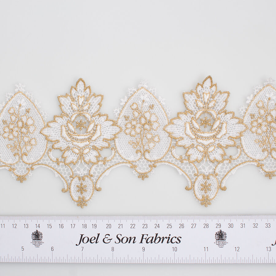 White & Deep Gold Metallic Trim