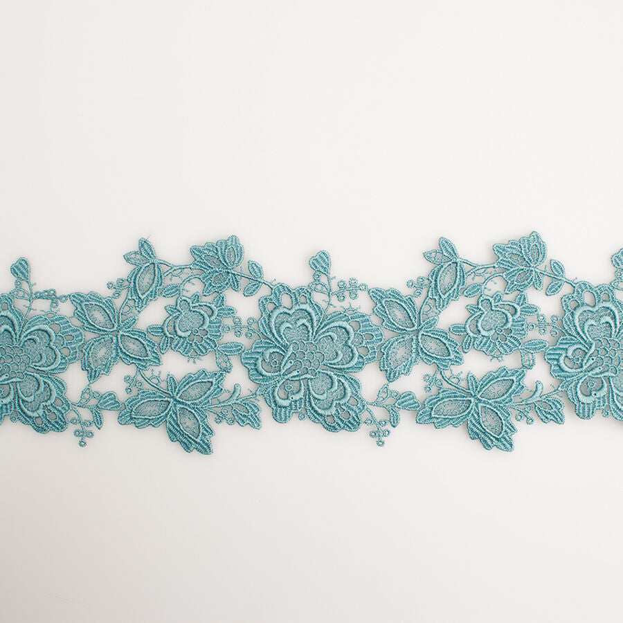 Turquoise Floral Guipure Trim