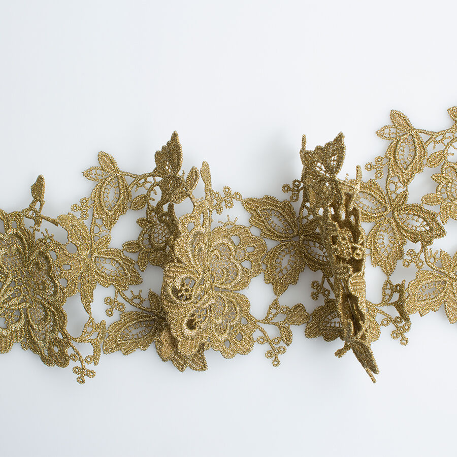 Dark Gold Floral Metallic Guipure Trim