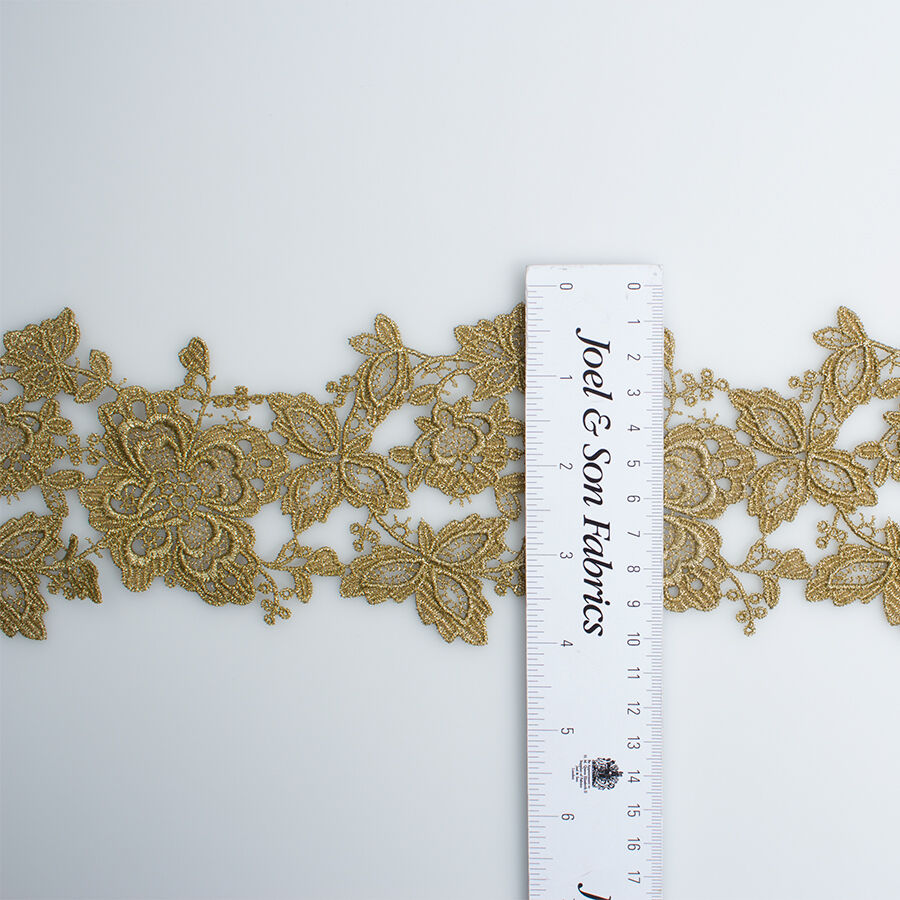 Dark Gold Floral Metallic Guipure Trim