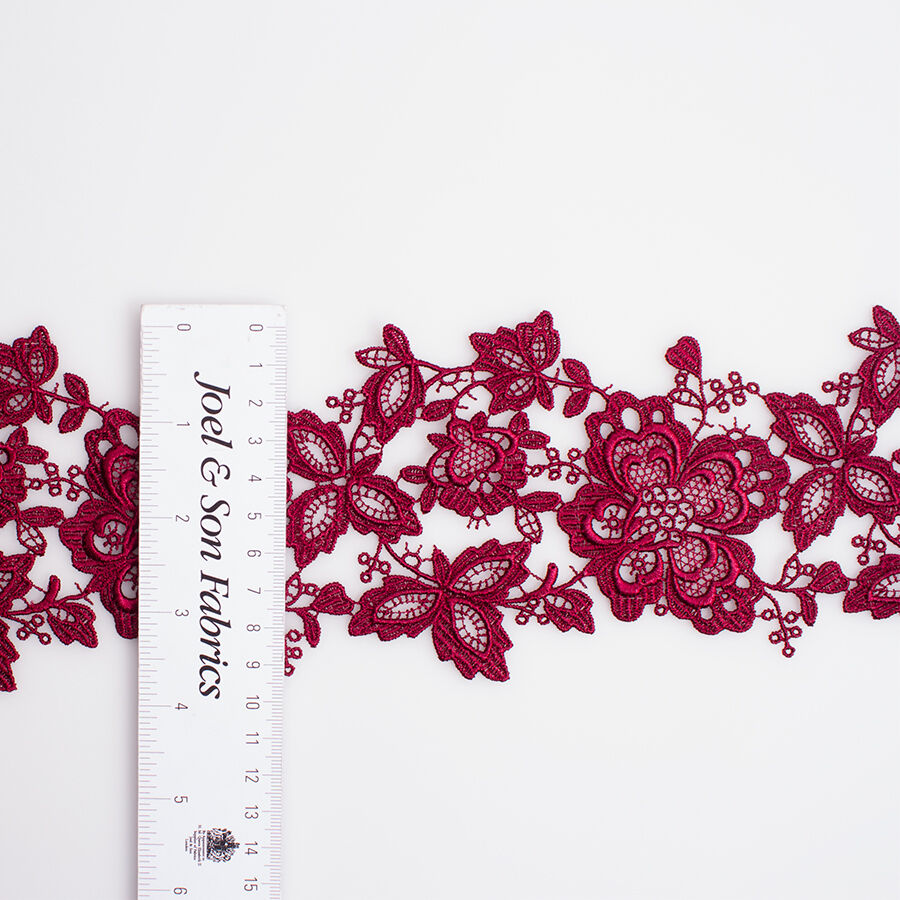 Bordeaux Floral Guipure Trim