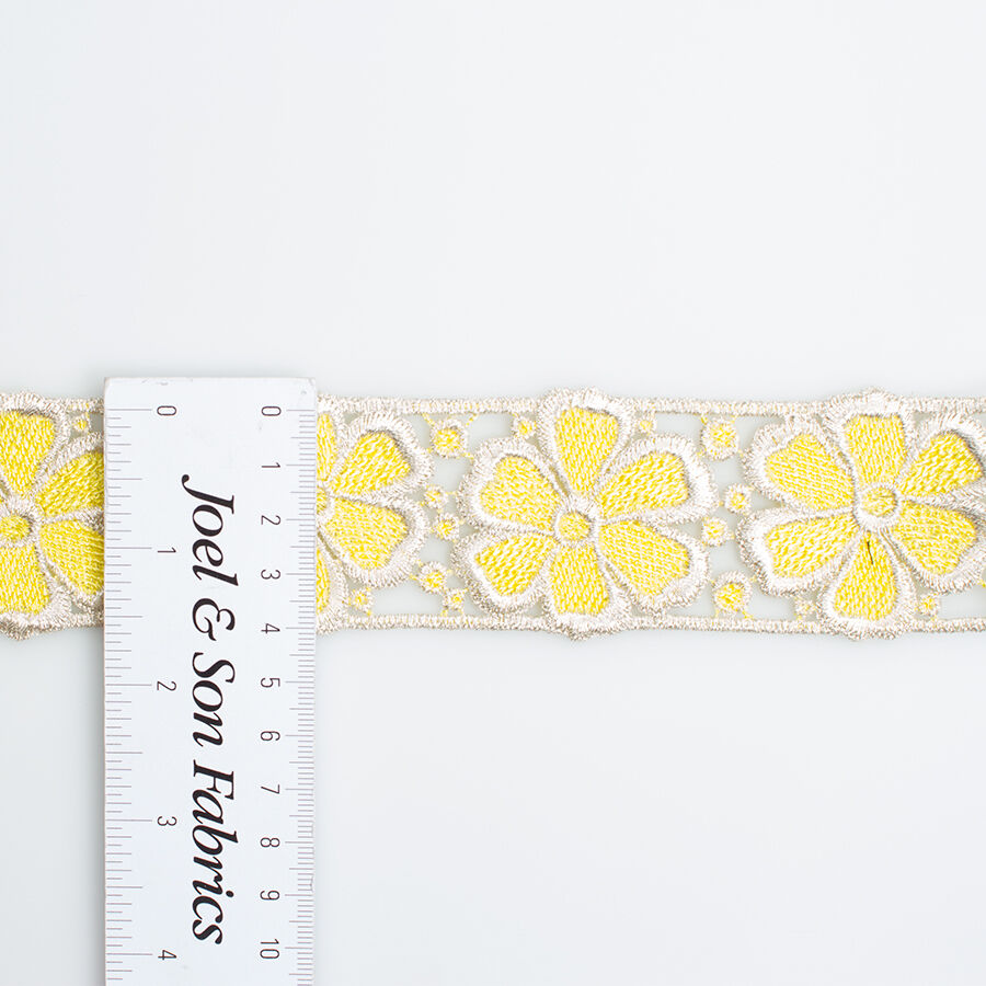 Gold & Yellow Floral Metallic Guipure Trim