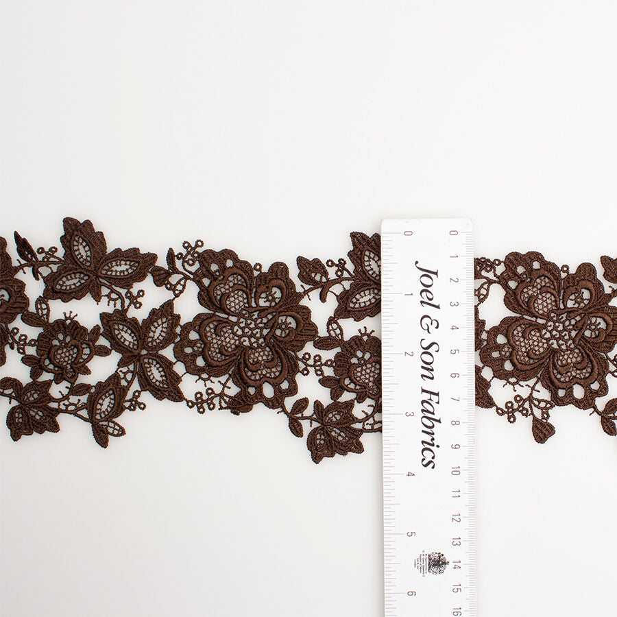 Dark Brown Floral Guipure Trim