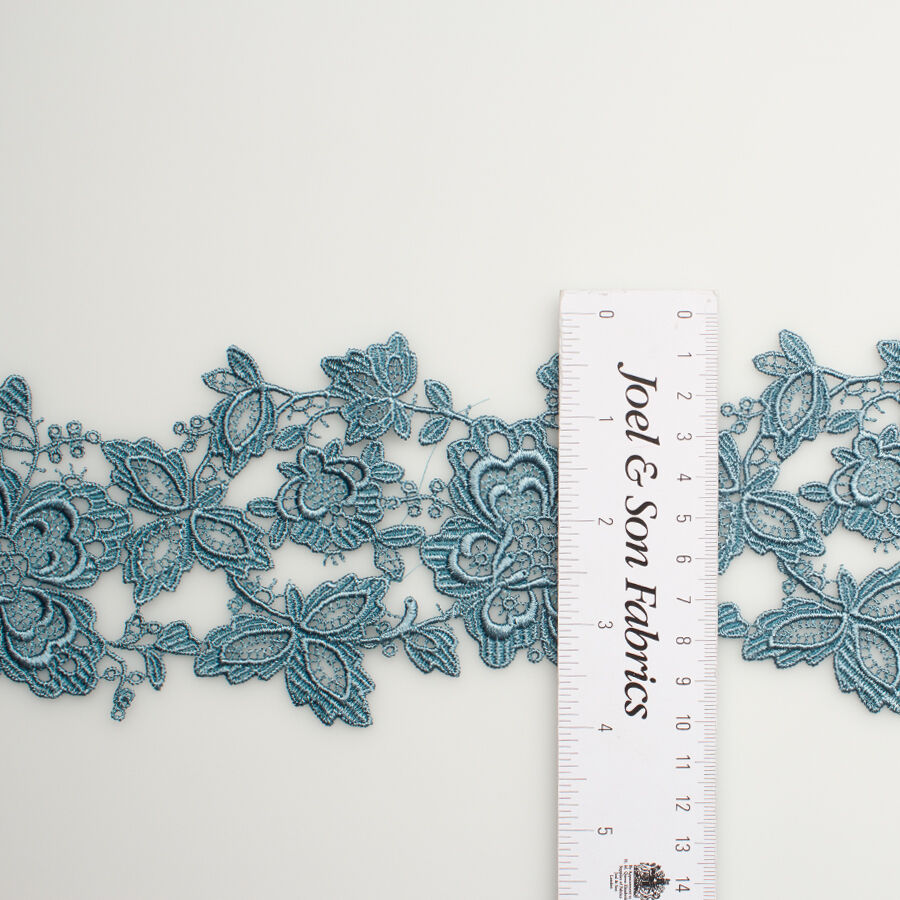 Teal Blue Floral Guipure Trim