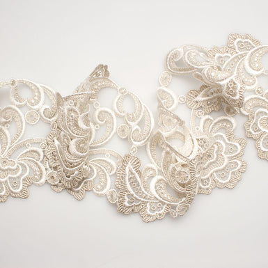 Simplicity Narrow Beaded Bridal Lace Trim White