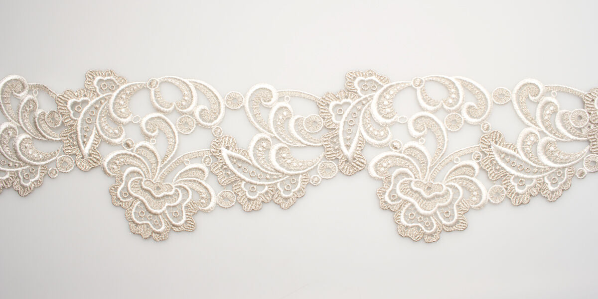 Ivory Metallic Wide Guipure Trim