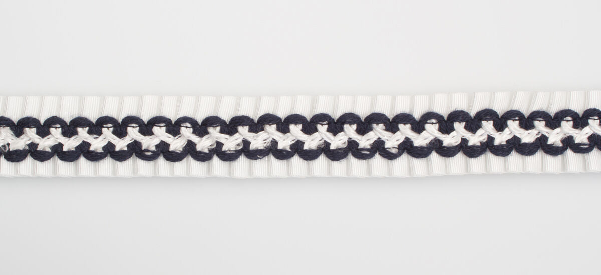 Off-White & Blue Ribbon Trim