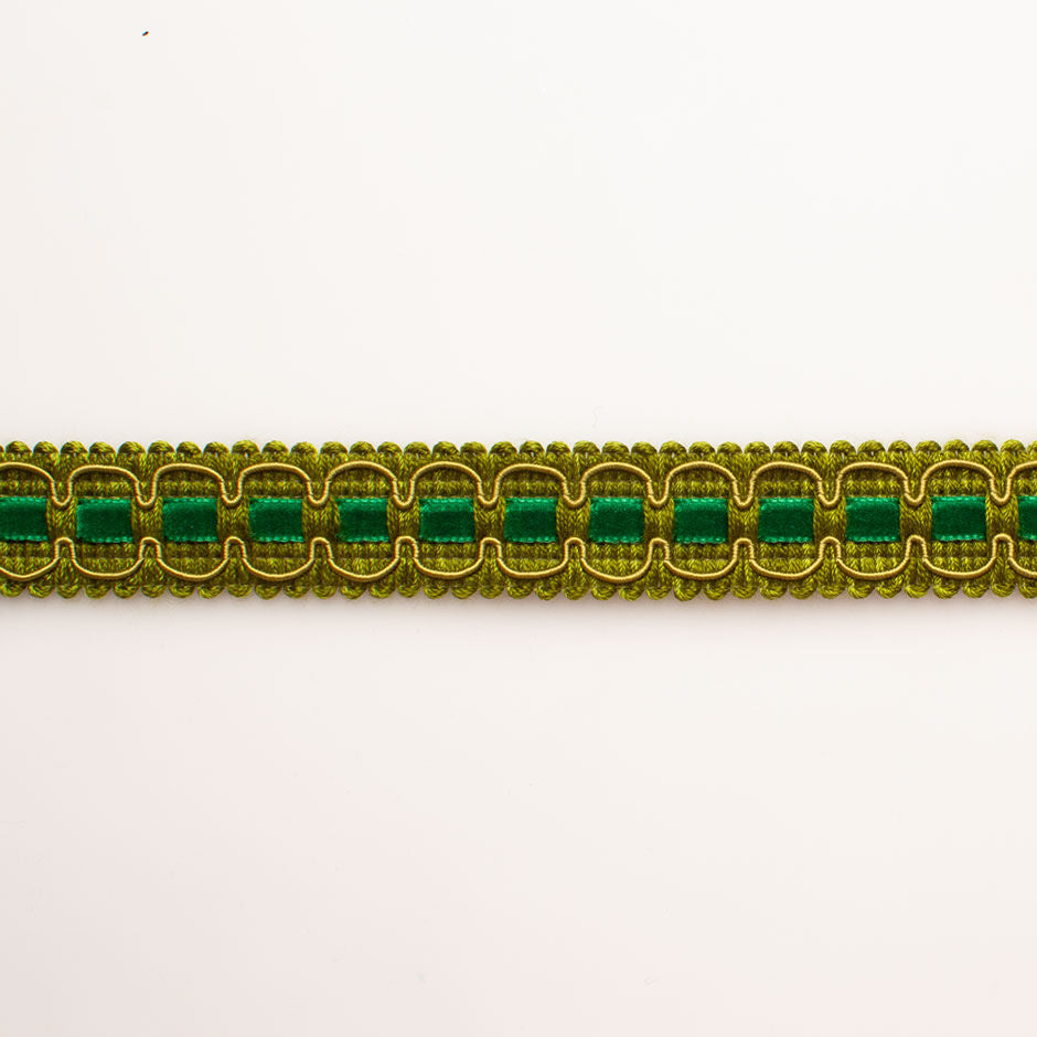 Two-Tone Green Velvet Corded Trim