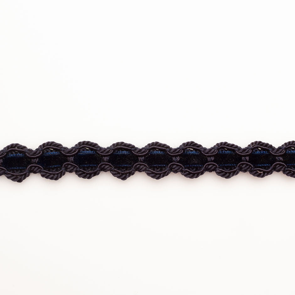 Midnight Blue Velvet Corded Trim