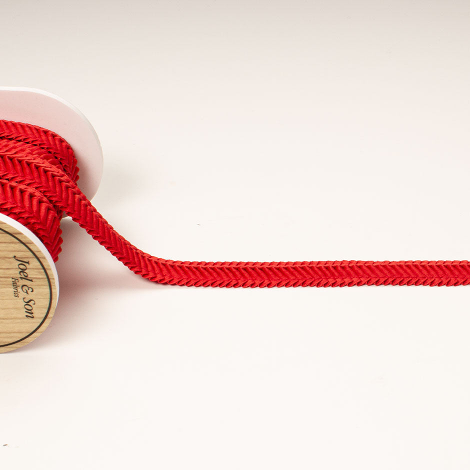 Red Pleated Chevron Ribbon Trim