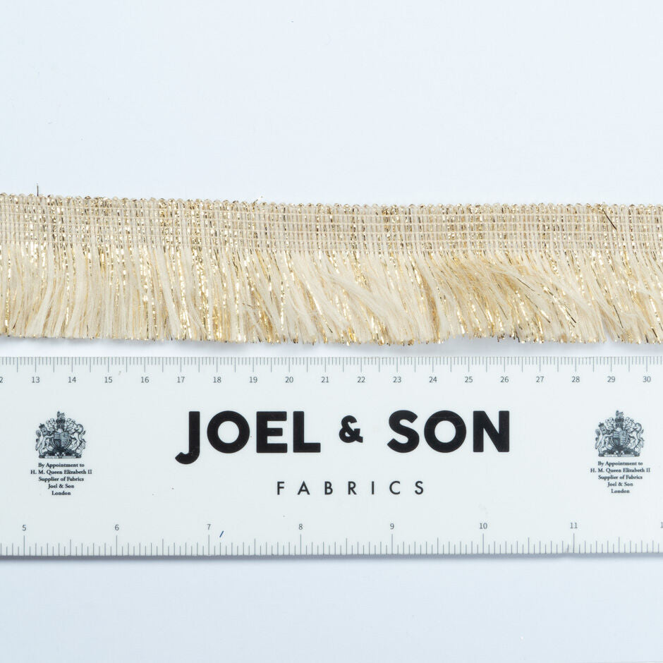 Ivory & Gold Metallic Fringed Trim