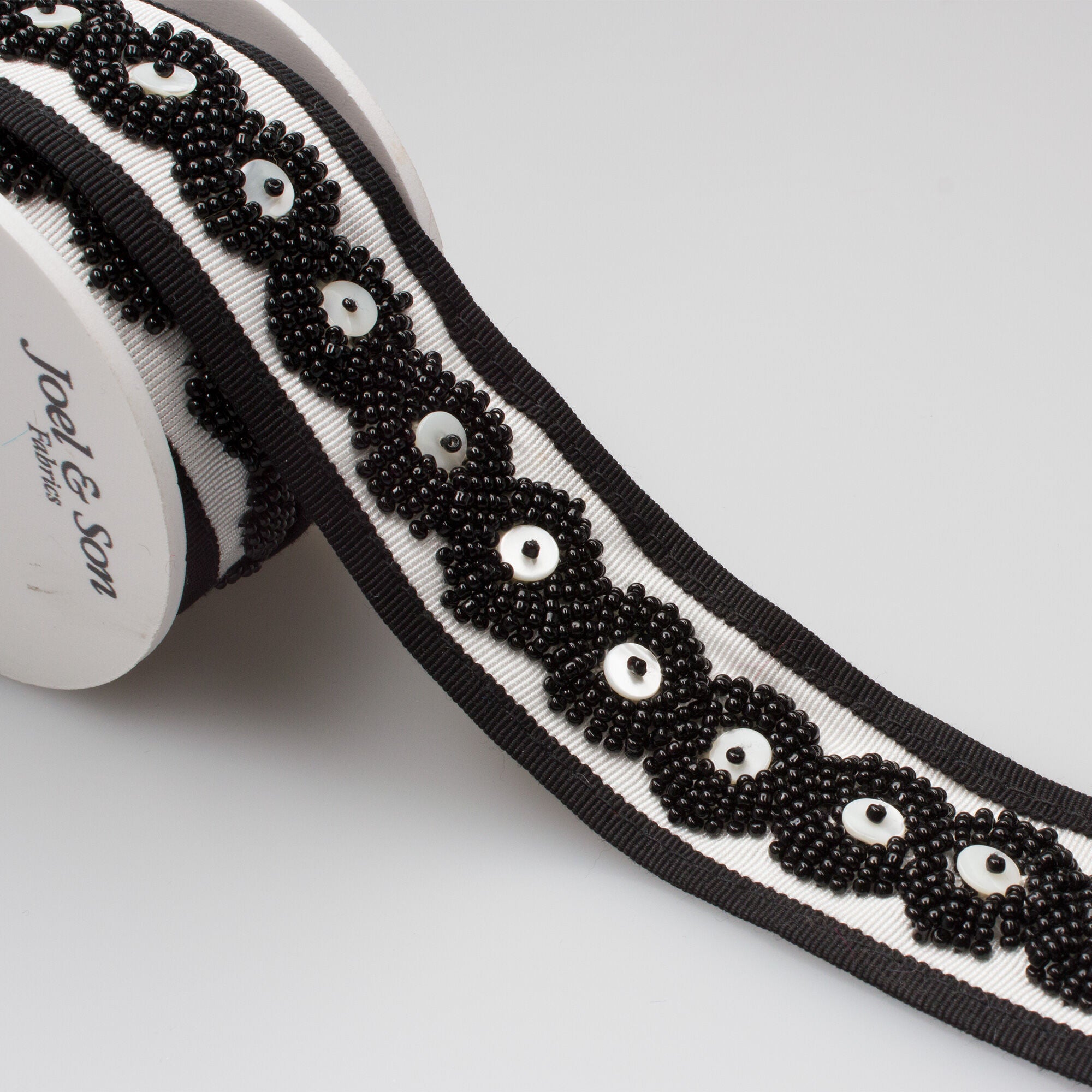 Black & Ivory Beaded Trim